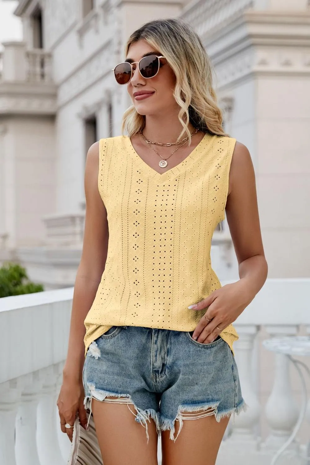 Eyelet V-Neck Tank, image 21