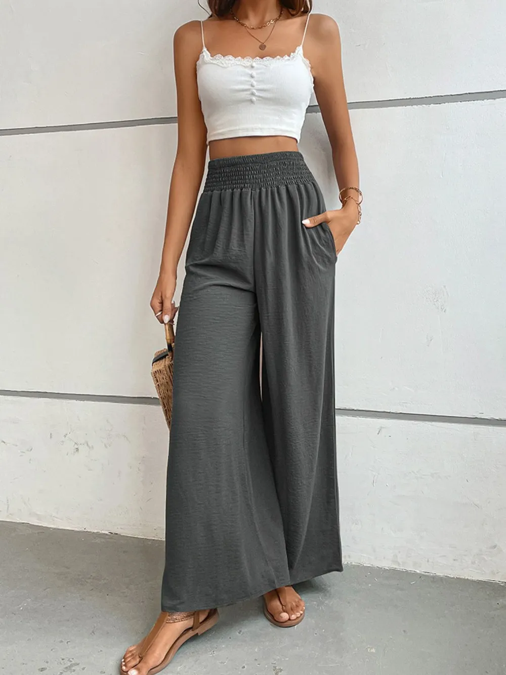 Wide Waistband Relax Fit Long Pants, image 19