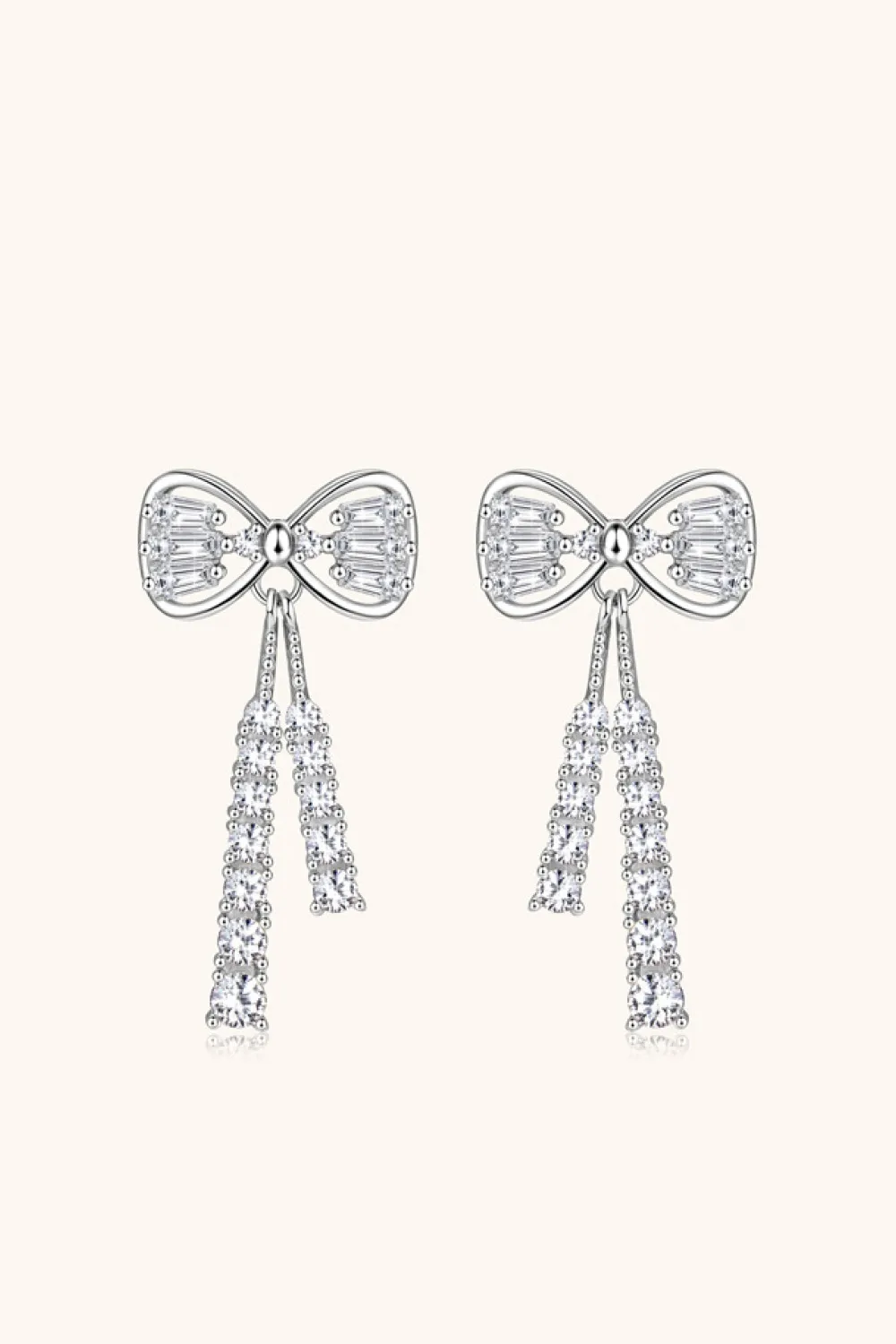 1.12 Carat Moissanite 925 Sterling Silver Bow Earrings, image 9