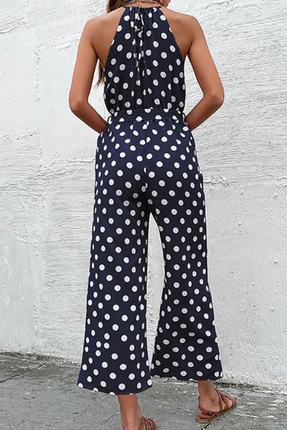 Polka Dot Grecian Wide Leg Jumpsuit, image 10