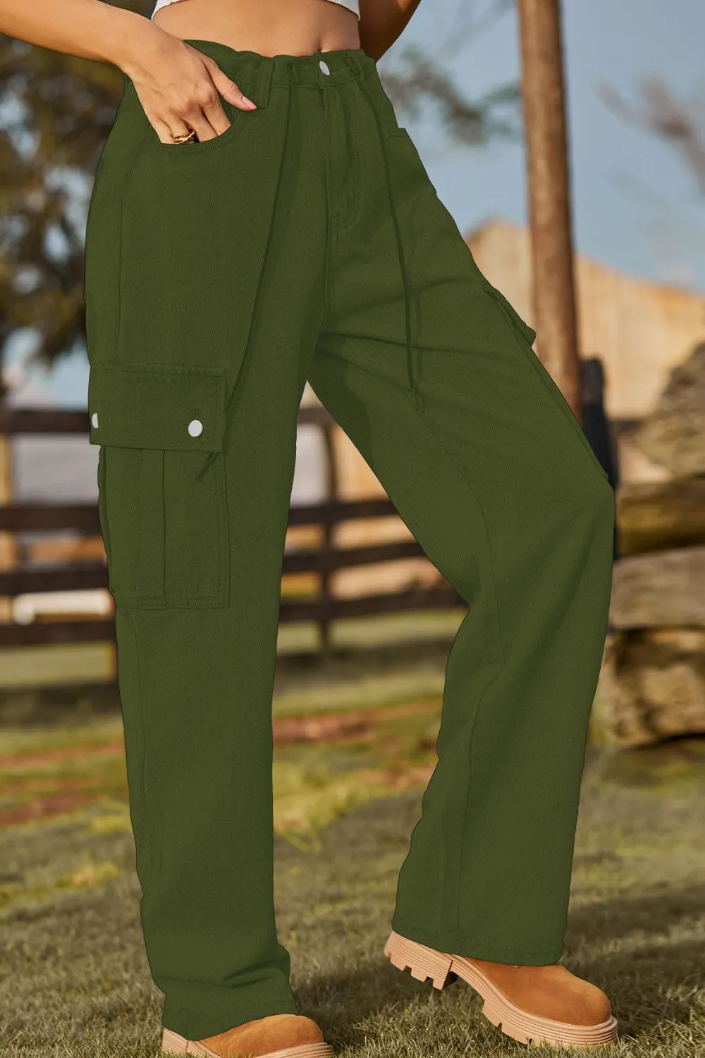 Loose Fit Drawstring Jeans with Pocket, image 19