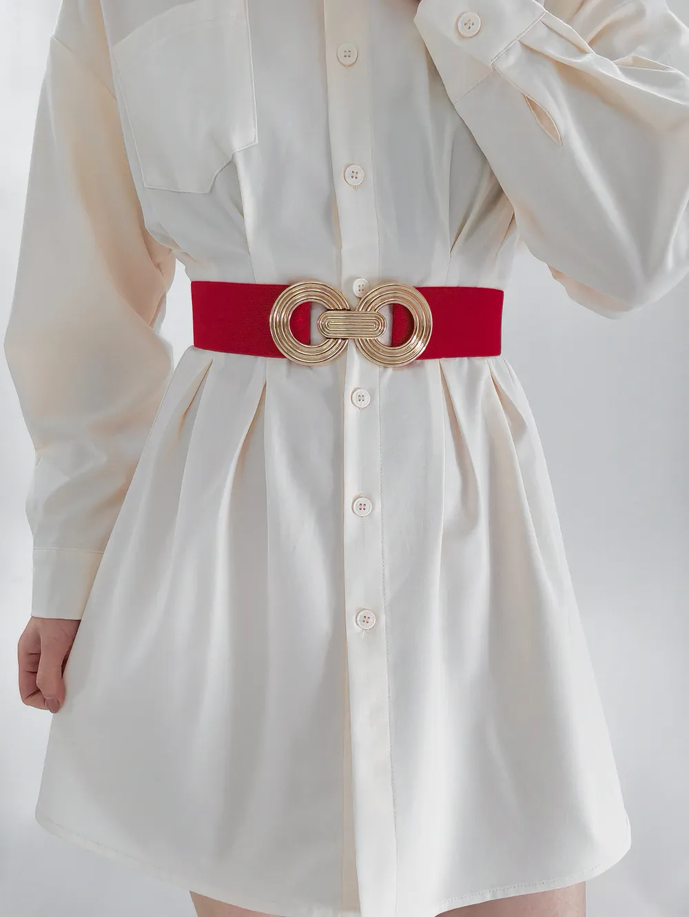 Geometric Buckle Elastic Wide Belt, image 23