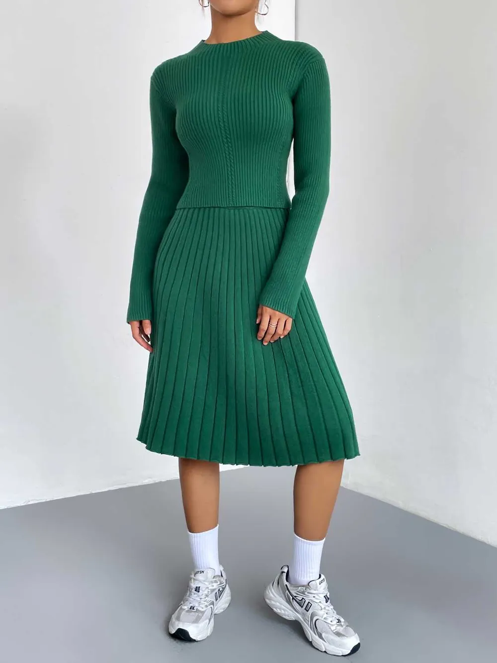 Rib-Knit Sweater and Skirt Set, image 12