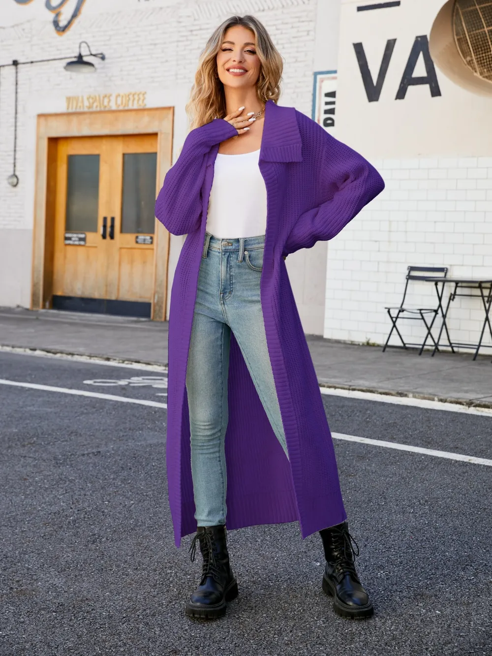 Full Size Collared Open Front Duster Cardigan, image 9