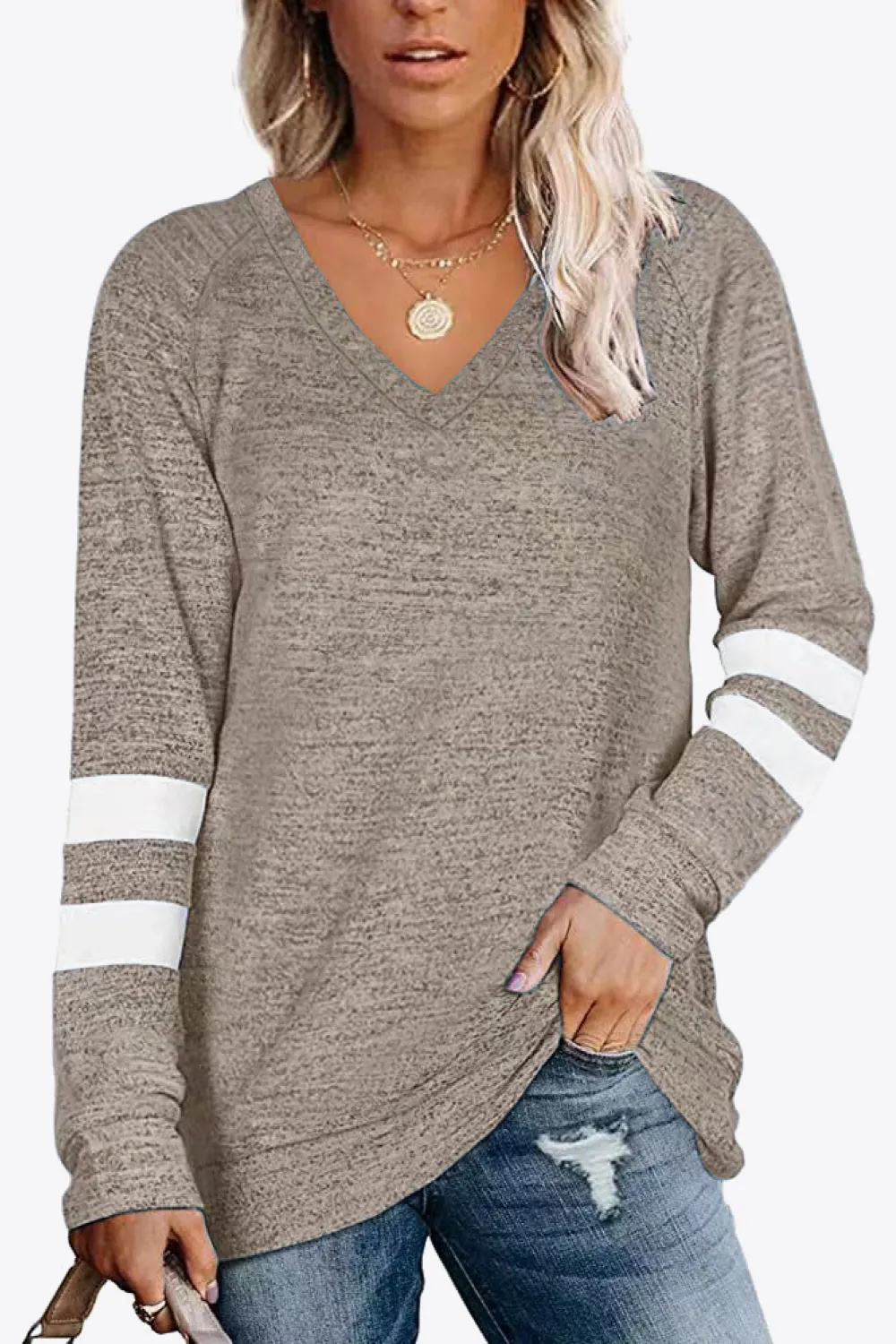 Striped Contrast Raglan Sleeve Top, image 16