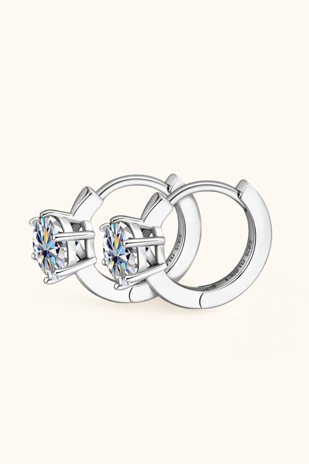 2 Carat Moissanite 925 Sterling Silver Huggie Earrings, image 6
