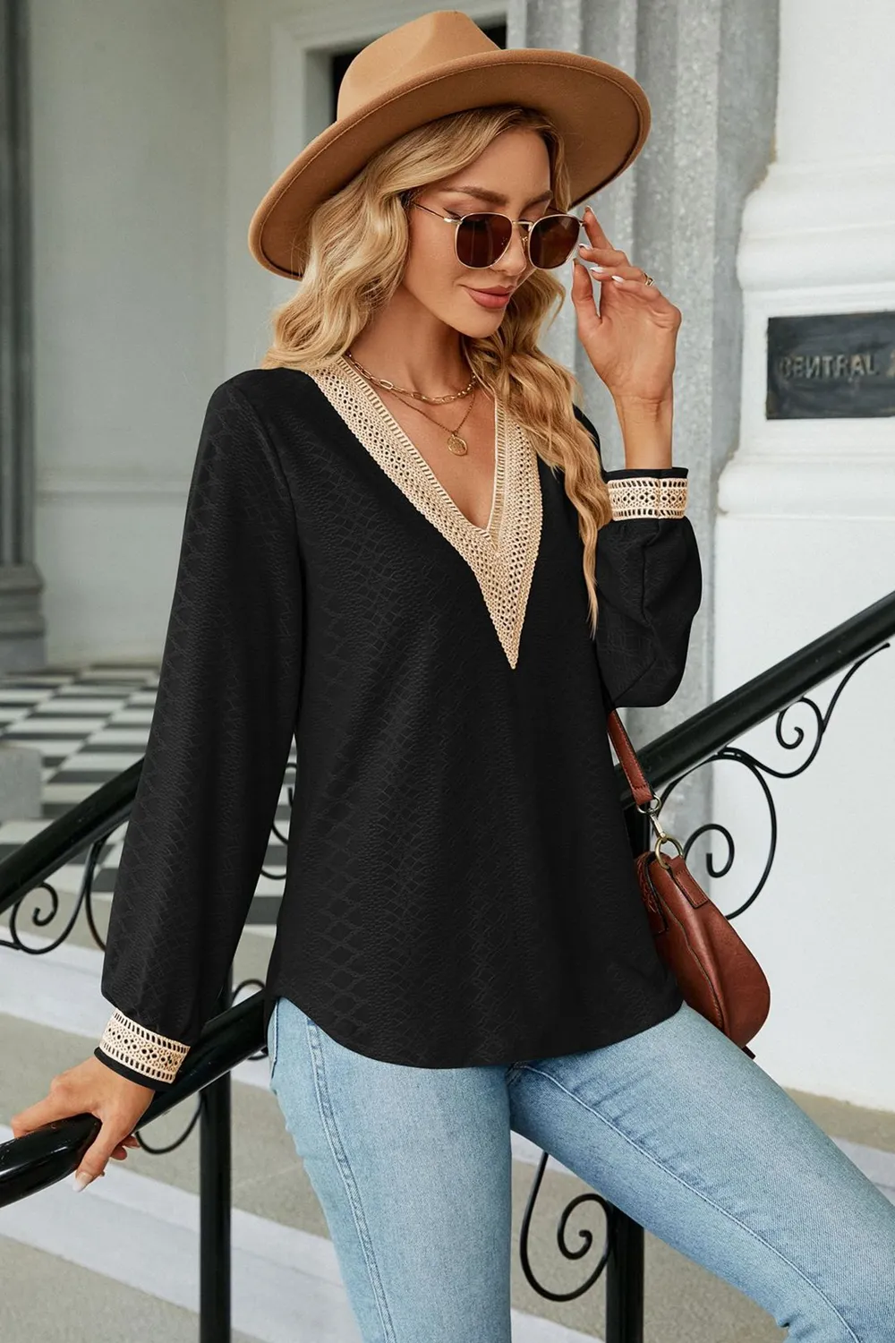V-Neck Long Sleeve Blouse, image 17