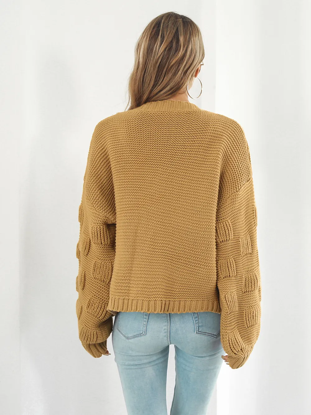 Open Front Ribbed Trim Cardigan, image 3