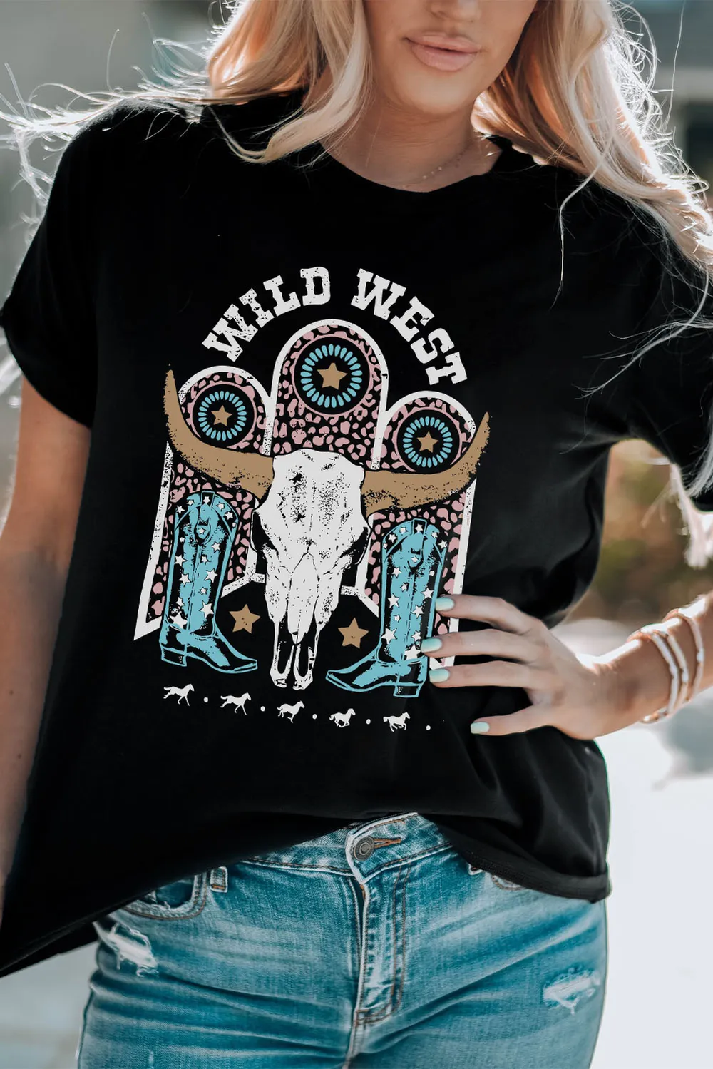 WILD WEST Graphic Short Sleeve Tee Shirt, image 5
