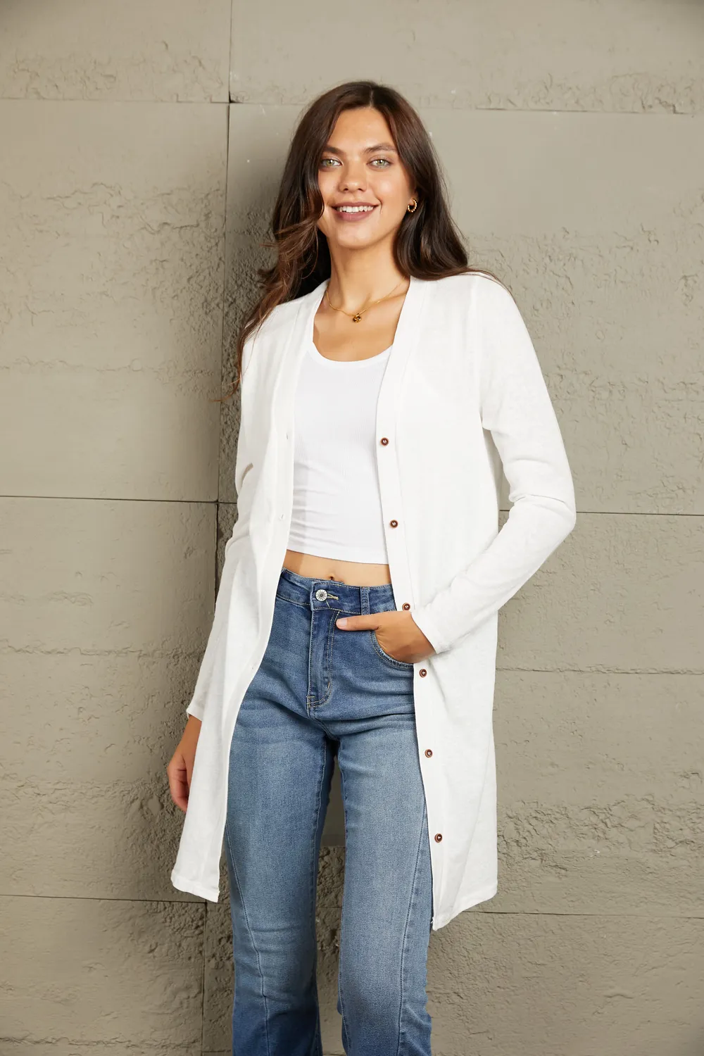 Button Down Long Sleeve Longline Cardigan, image 16