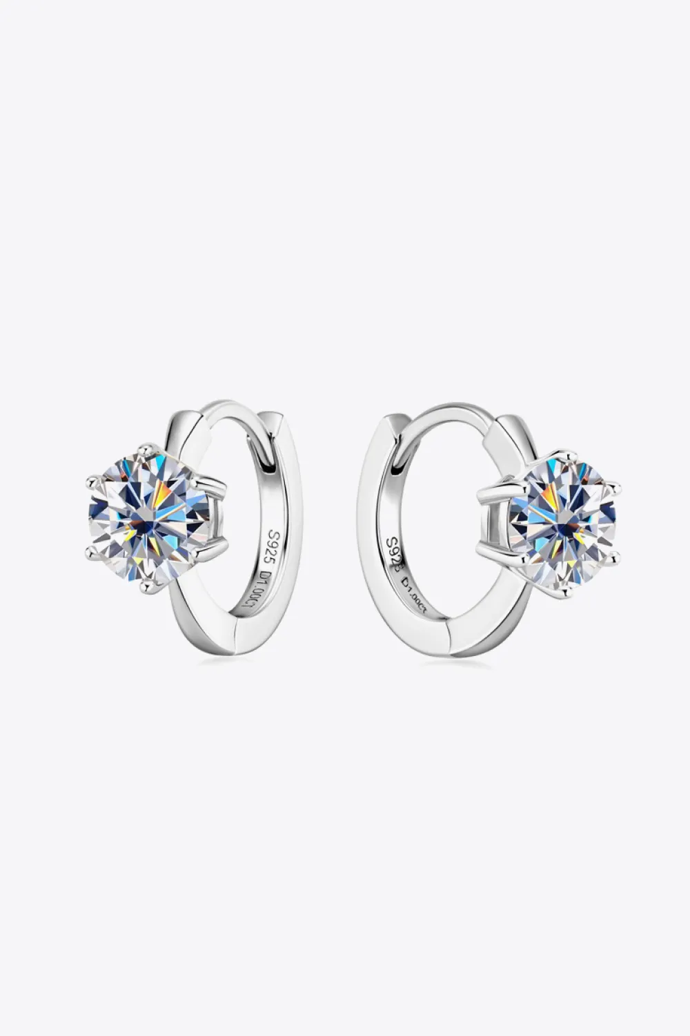 2 Carat Moissanite 925 Sterling Silver Huggie Earrings, image 7