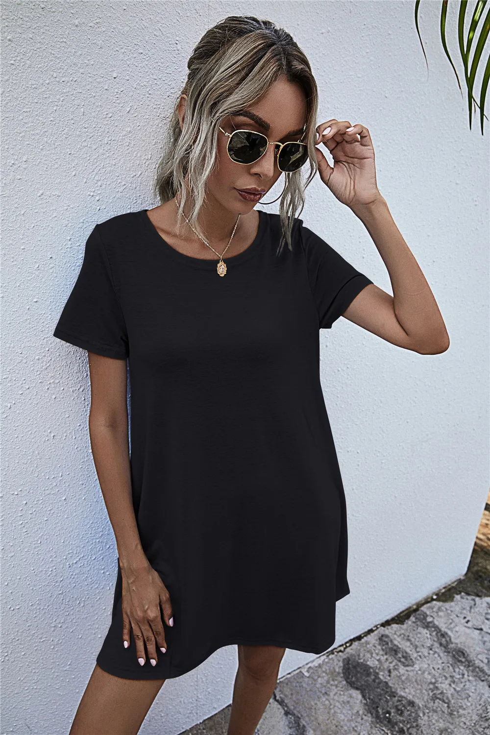 Round Neck Short Sleeve Mini Dress, image 14