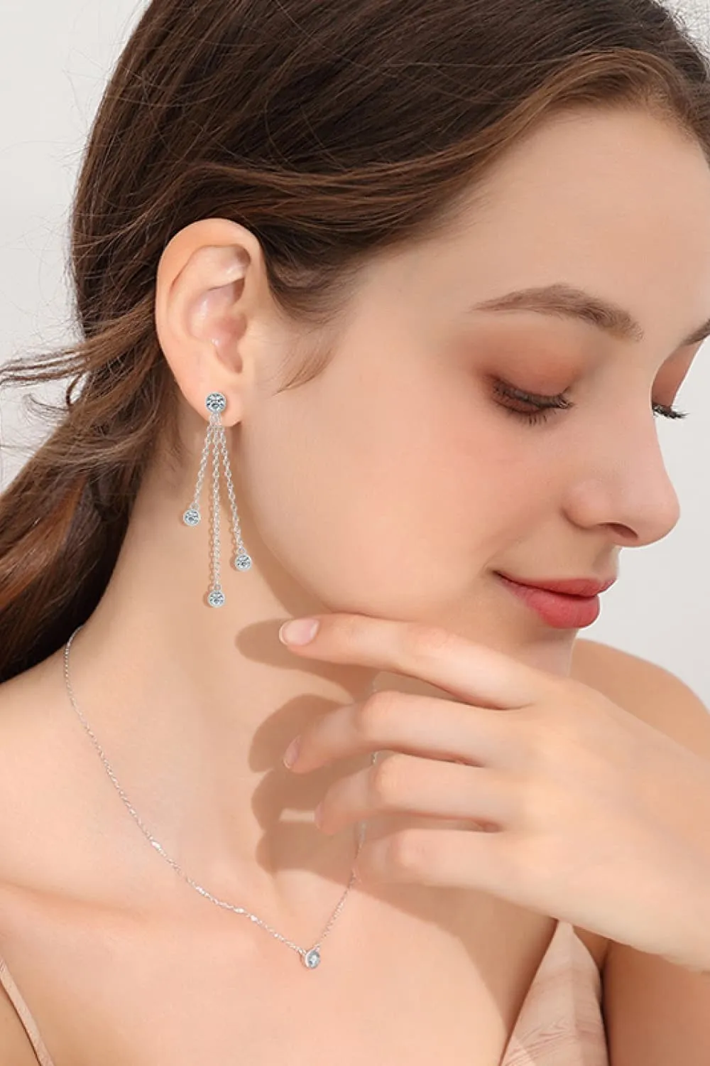1.2 Carat Moissanite Layered Chain Earrings, image 3