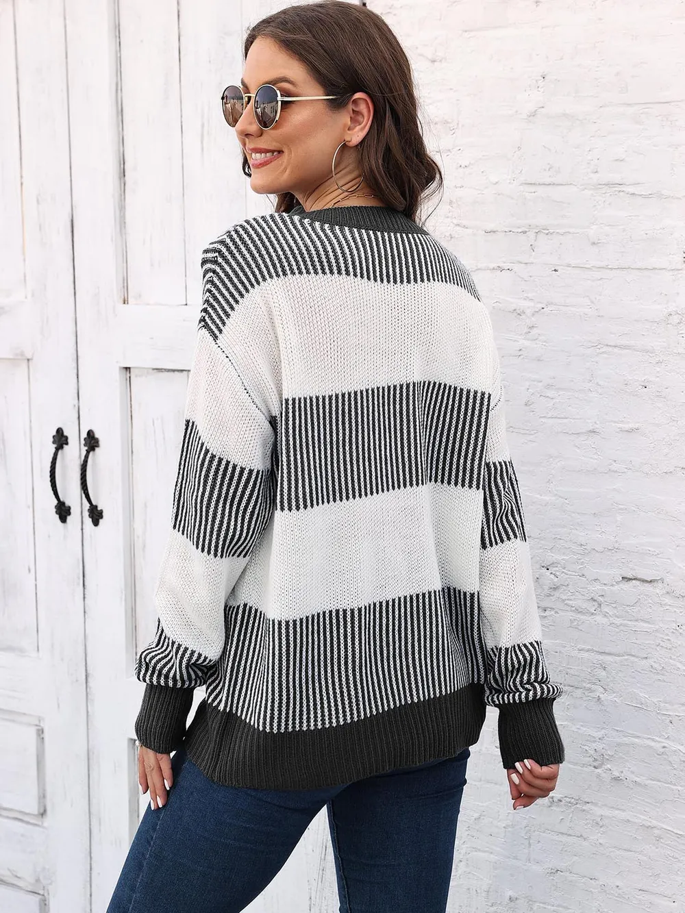 Full Size Round Neck Drop Shoulder Sweater, image 10