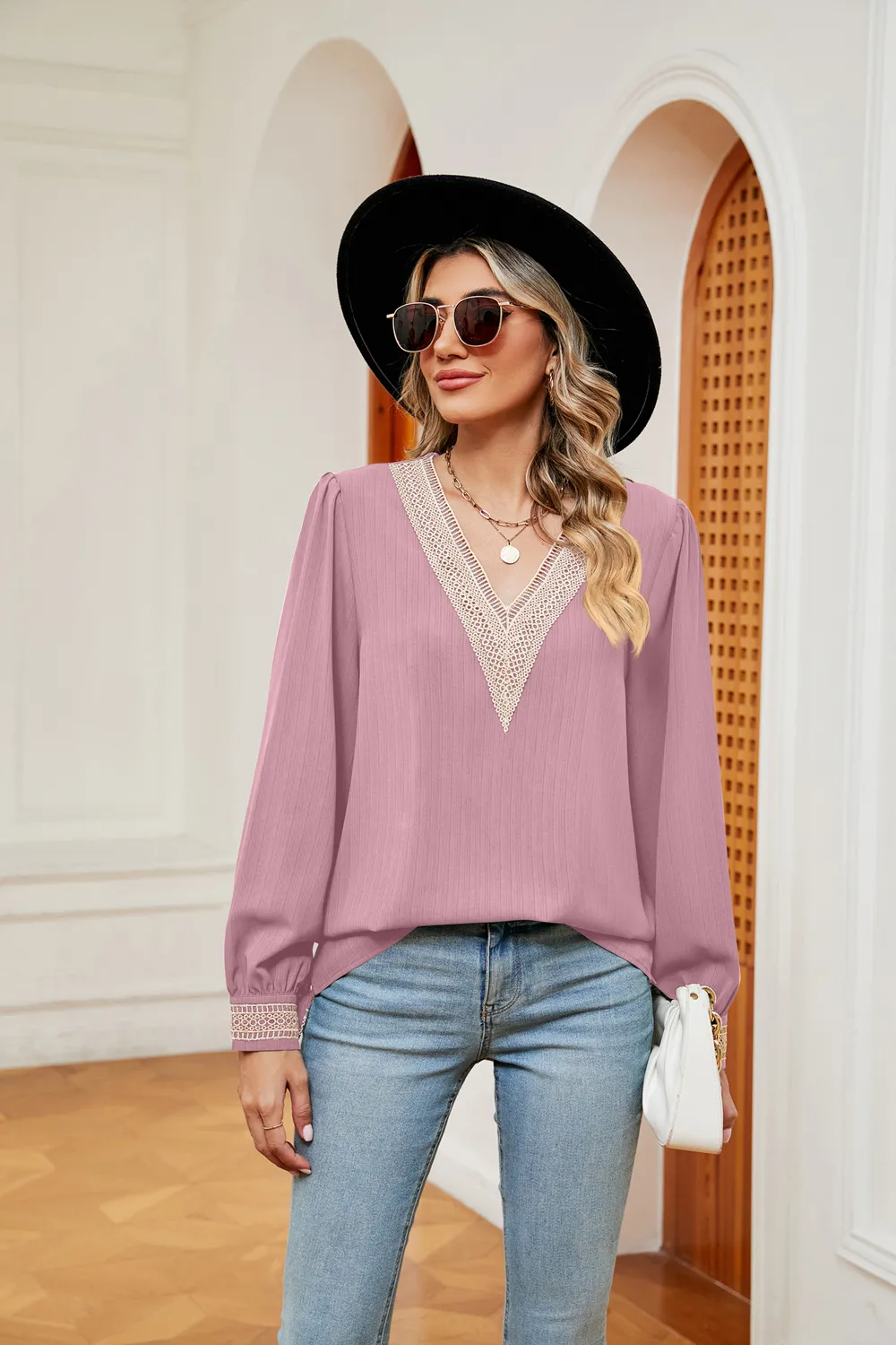 Contrast Puff Sleeve Blouse, image 9