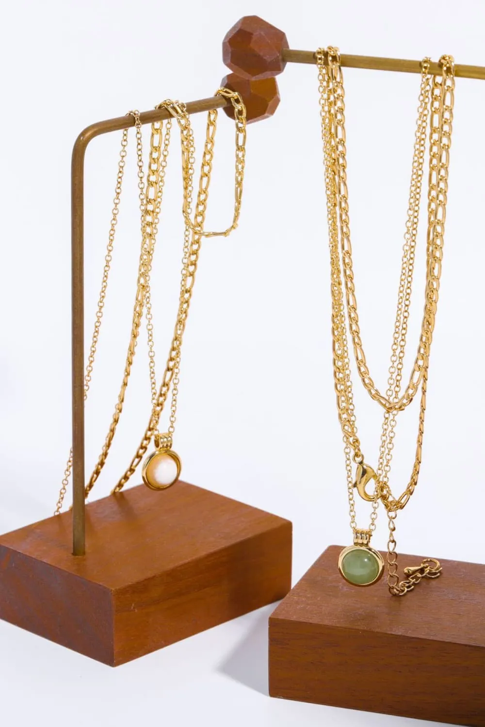 Copper 14K Gold-Plated Round Shape Aventurine Pendant Necklace, image 6