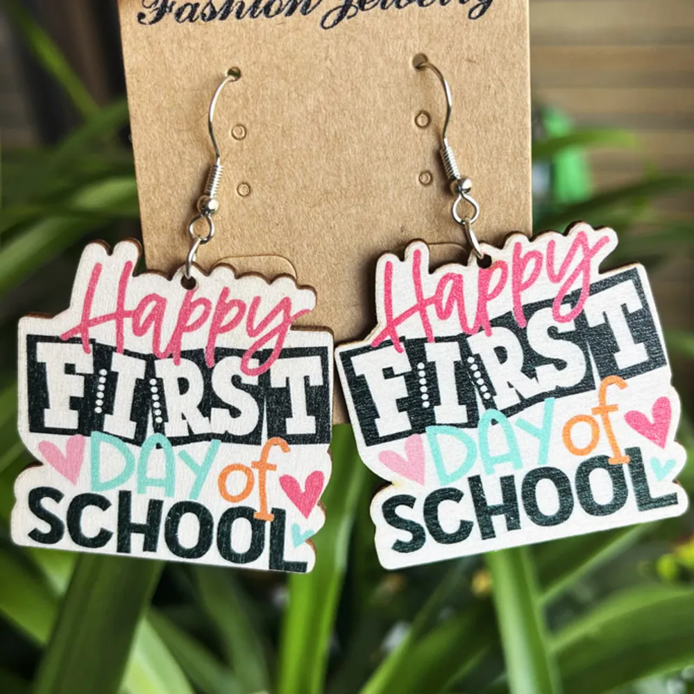School Theme Wooden Dangle Earrings, image 6