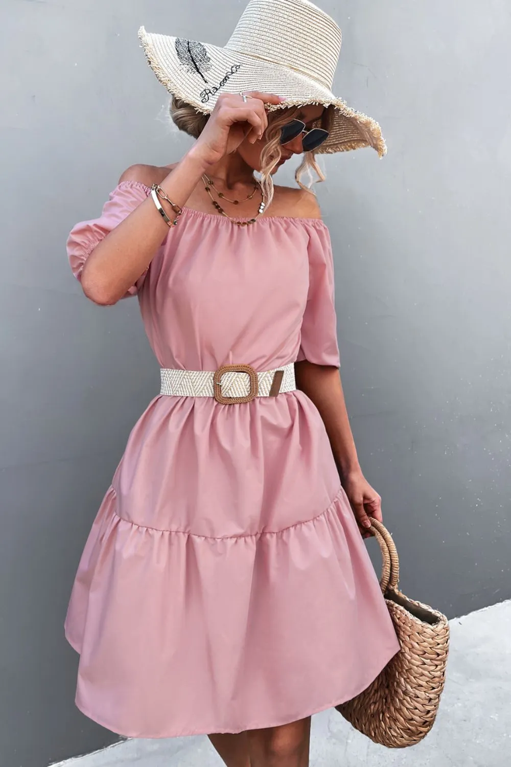 Square Neck Short Sleeve Mini Dress, image 9