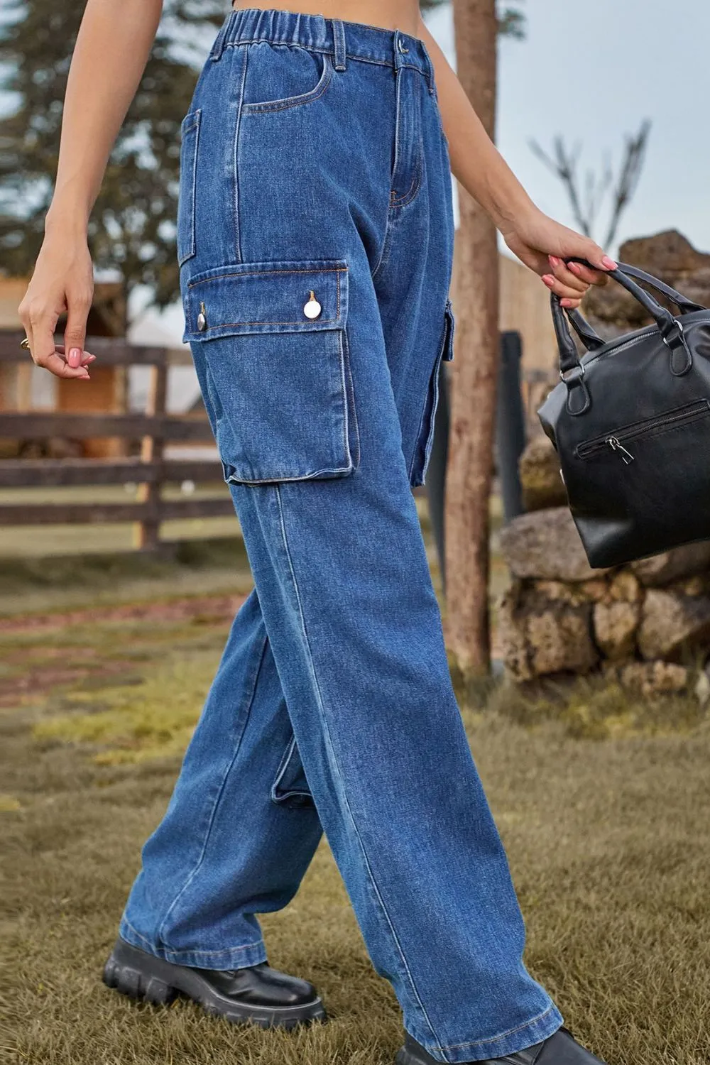 Loose Fit Long Jeans with Pockets, image 22