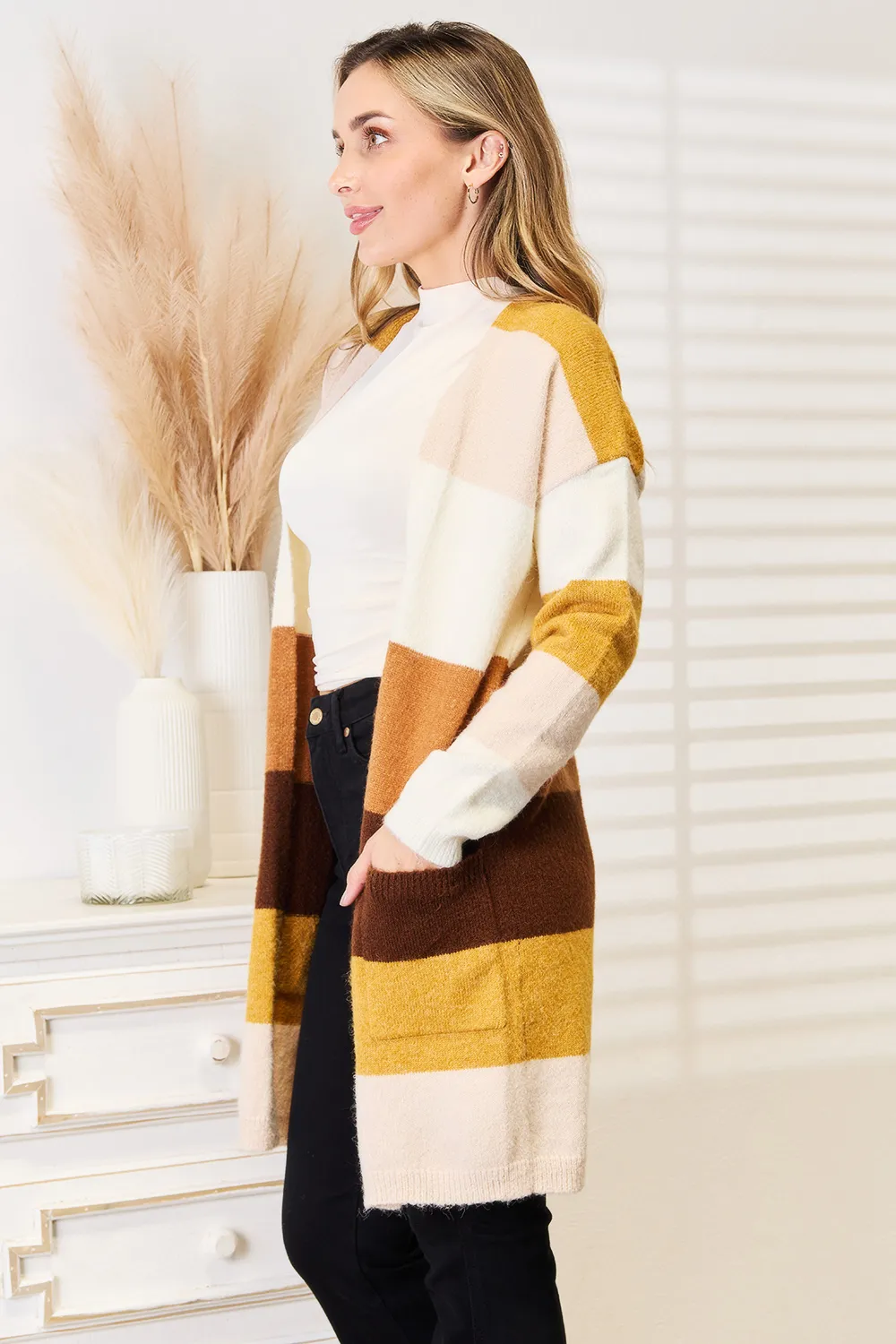 Color Block Dropped Shoulder Cardigan, image 4