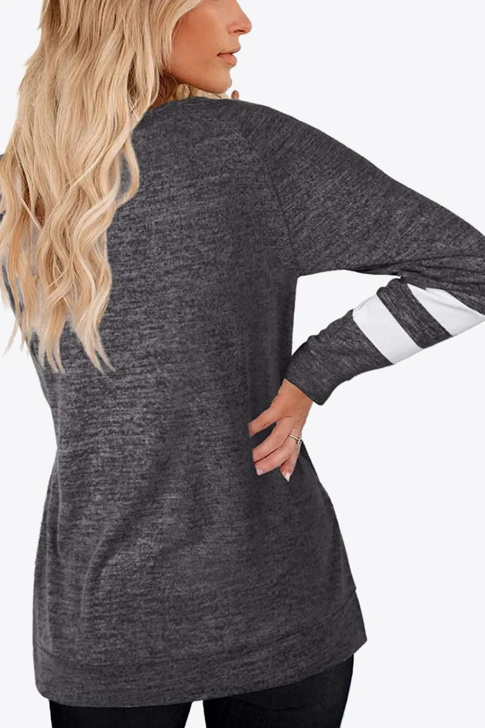 Striped Contrast Raglan Sleeve Top, image 9