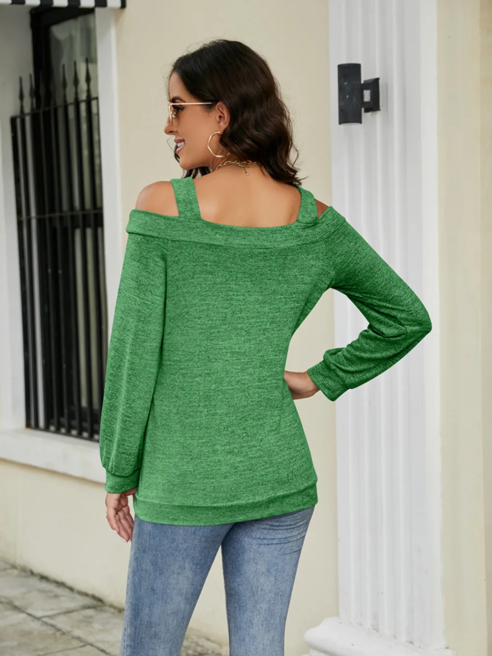 Cold Shoulder Cutout Square Neck Blouse, image 9