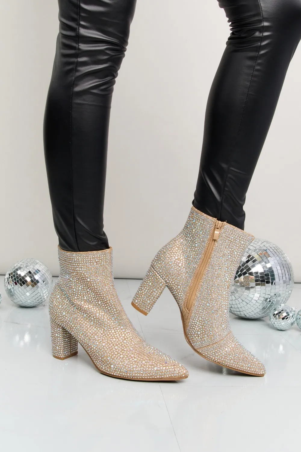 Rhinestone Pointed Toe Booties, image 9