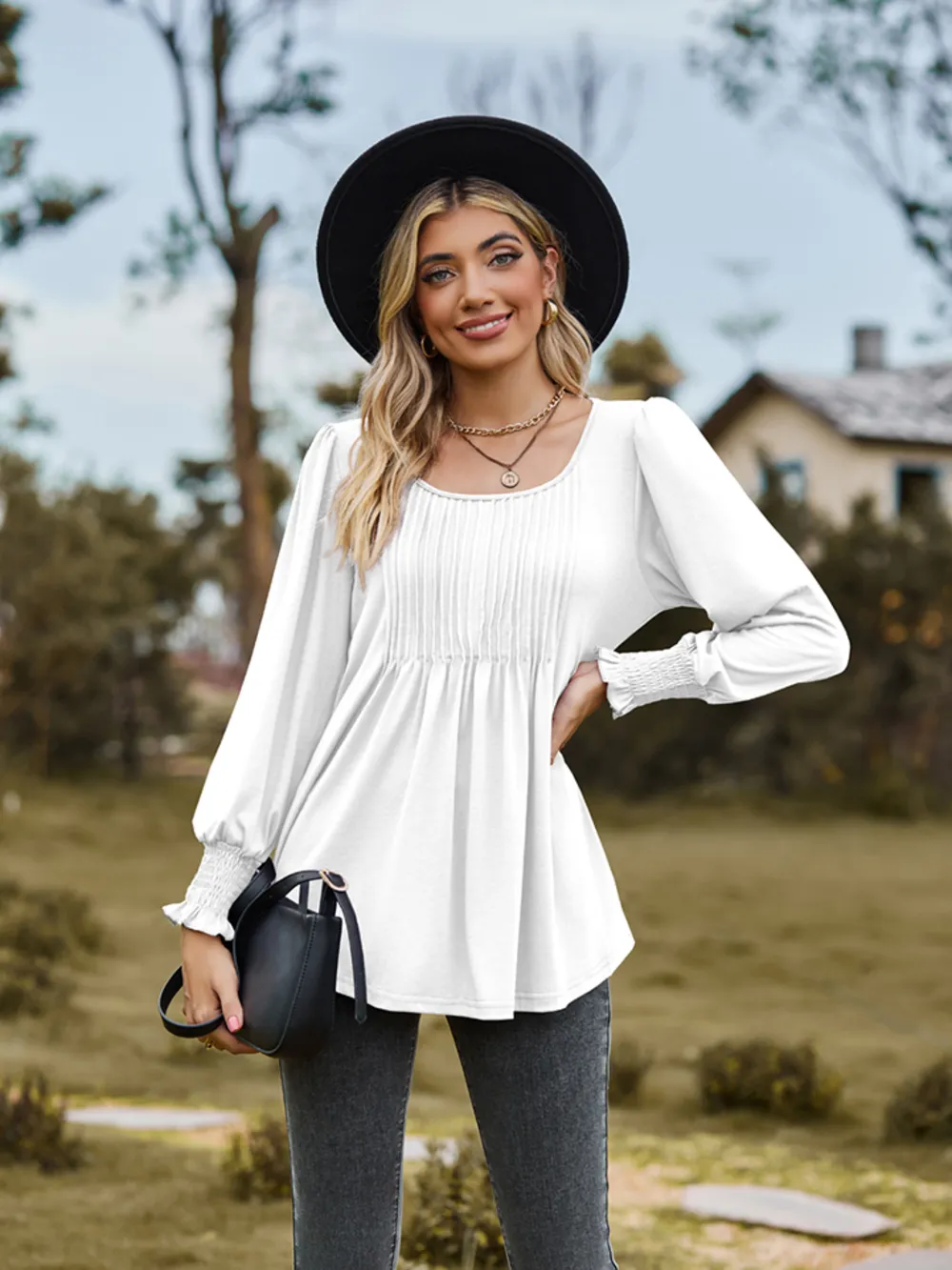 Puff Sleeve Pleated Blouse, image 6