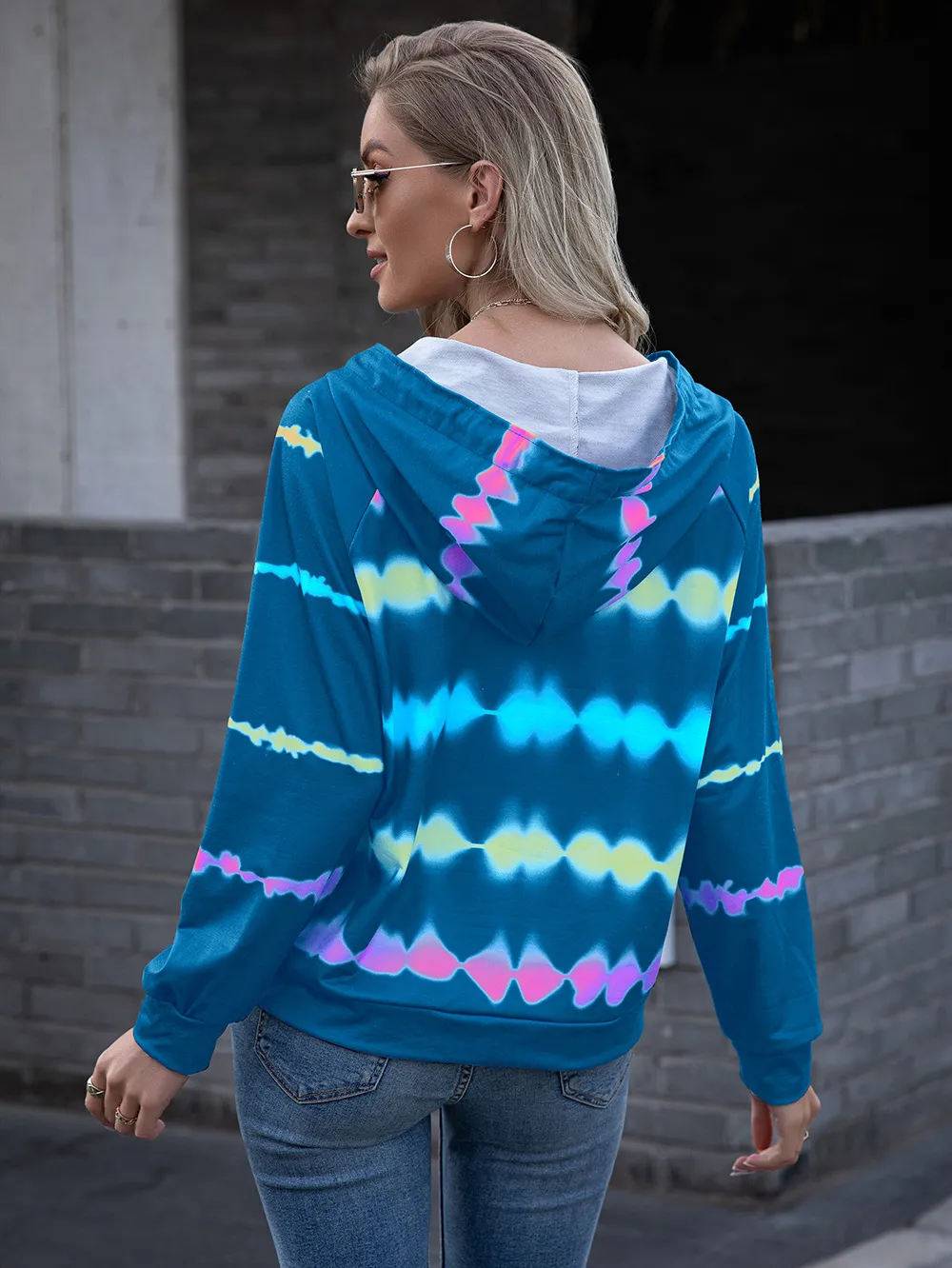 Tie Dye Raglan Sleeve Hoodie, image 7
