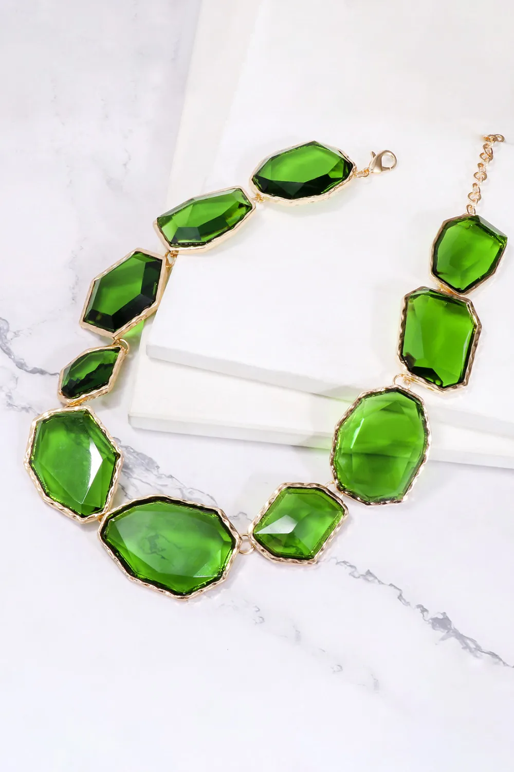 Geometrical Shape Zinc Alloy Frame Resin Necklace, image 5