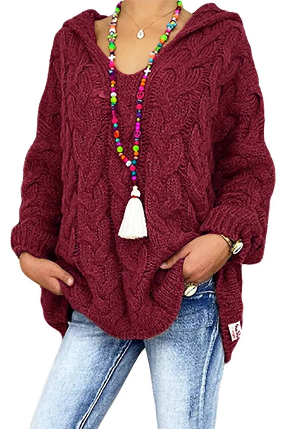 Cable-Knit Hooded Sweater, image 10