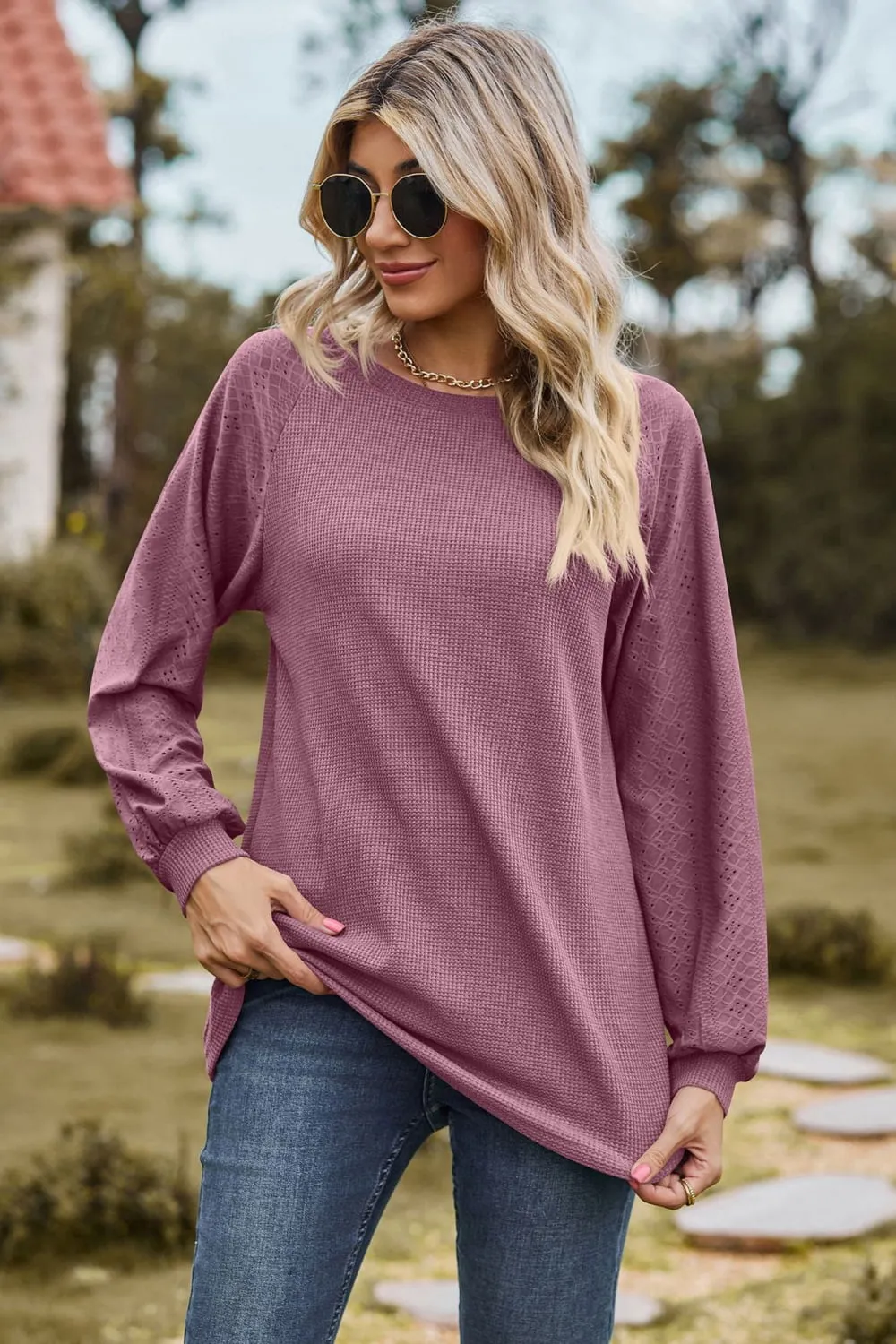 Round Neck Raglan Sleeve Sweatshirt, image 11
