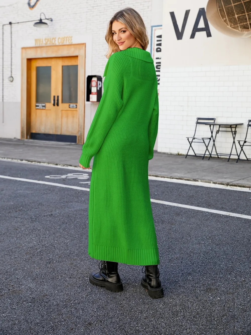 Full Size Collared Open Front Duster Cardigan, image 4