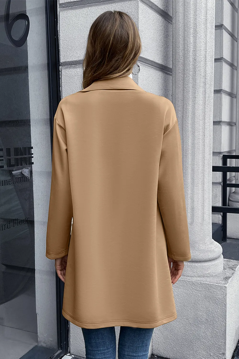 Lapel Collar Long Sleeve Blazer, image 3