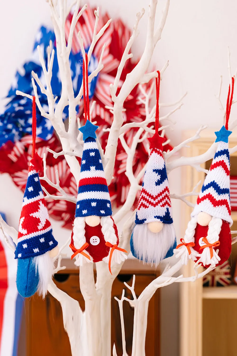 4-Piece Independence Day Knit Hanging Gnomes, image 3