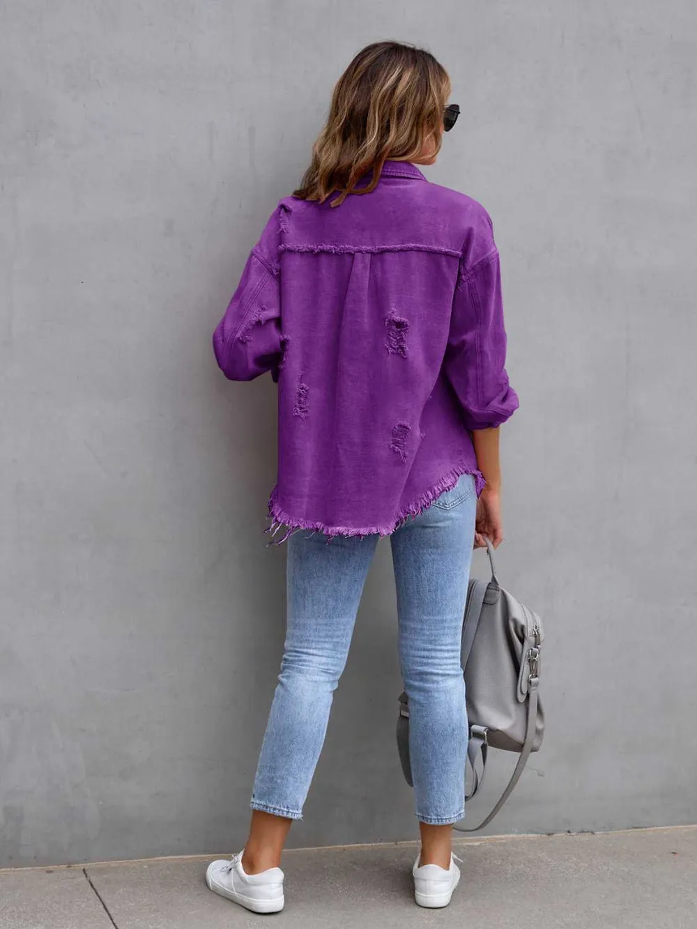 Distressed Drop Shoulder Denim Jacket, image 32