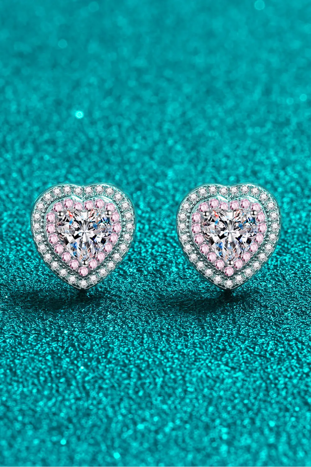 Moissanite Heart-Shaped Stud Earrings, image 3