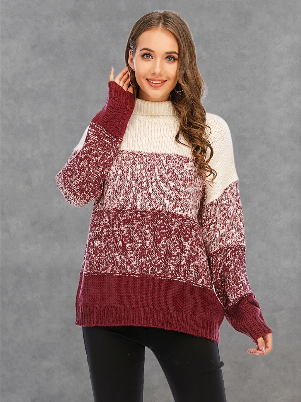 Color Block Turtleneck Sweater, image 7