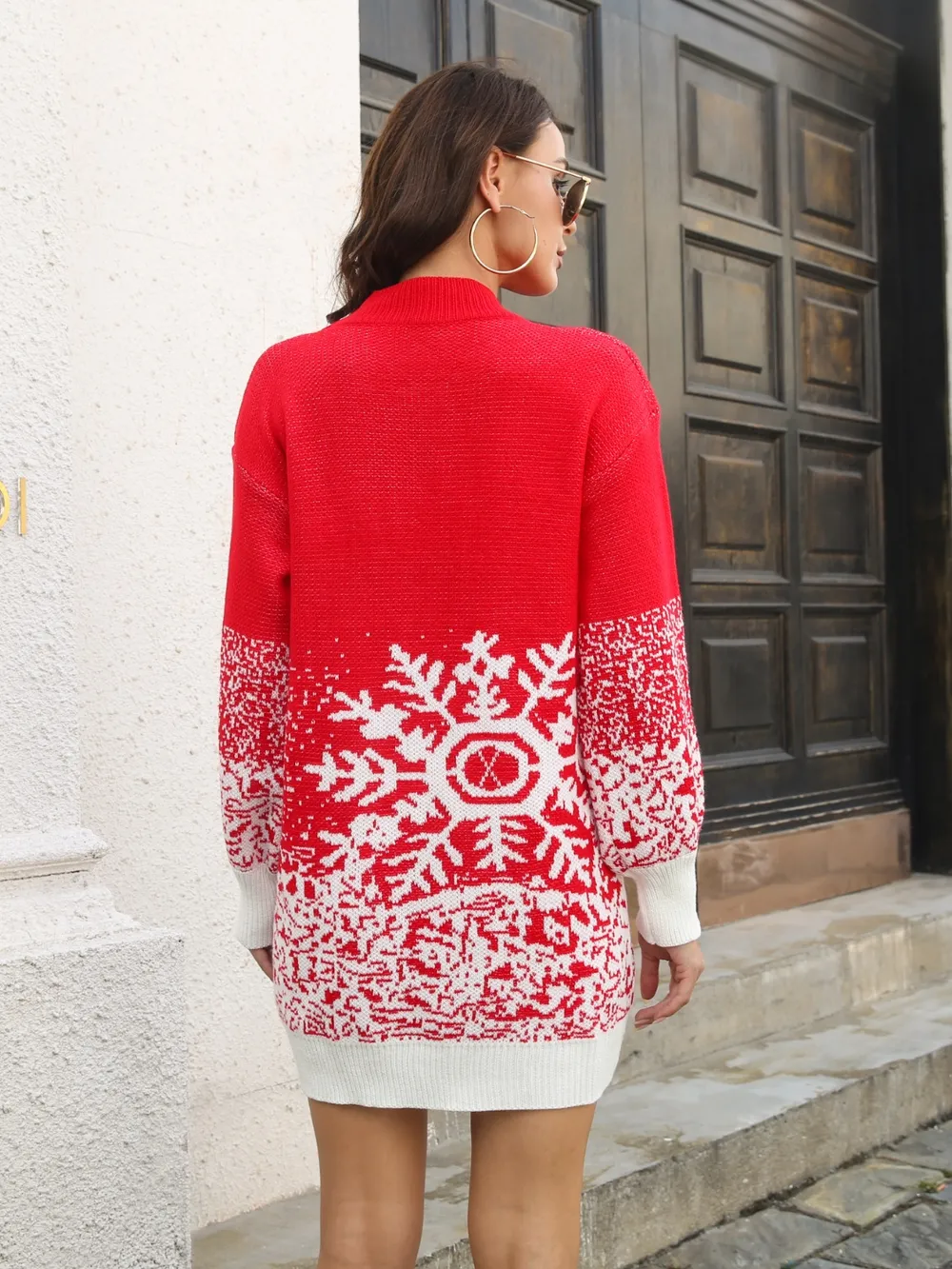 Snowflake Pattern Sweater Dress, image 6