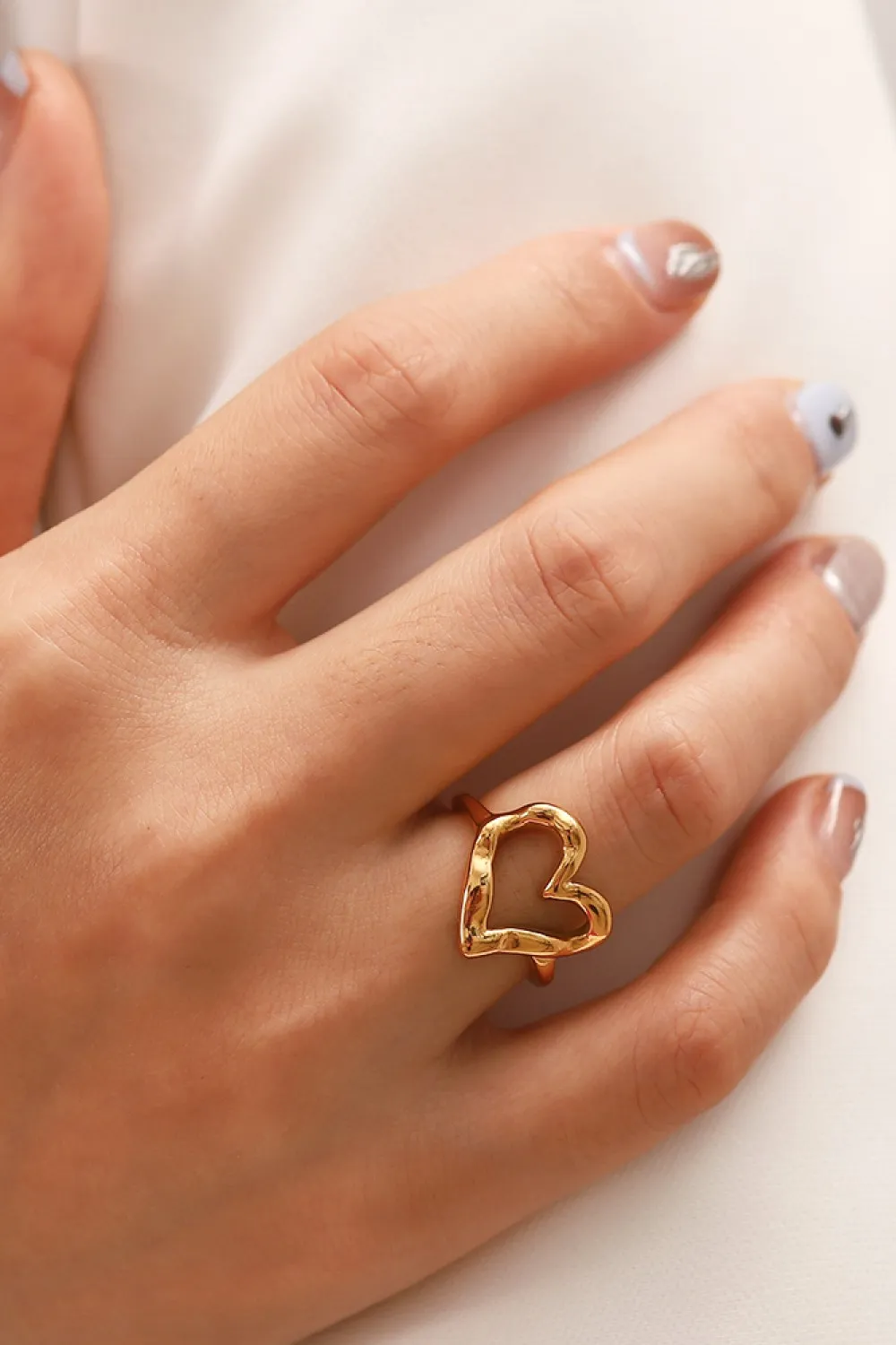 18K Gold Plated Heart-Shaped Ring, image 7