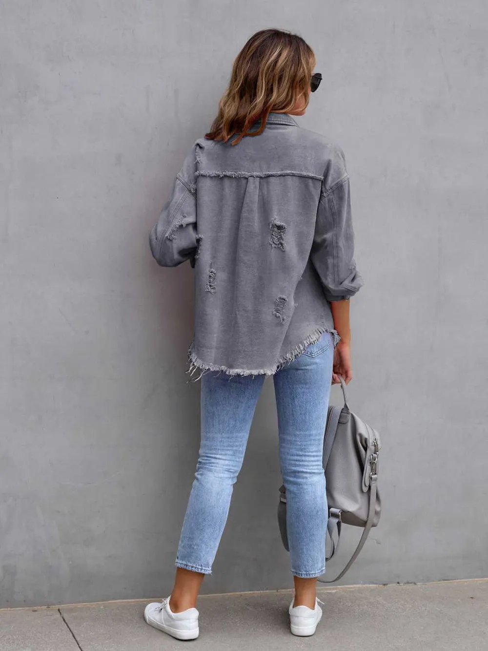 Distressed Drop Shoulder Denim Jacket, image 33