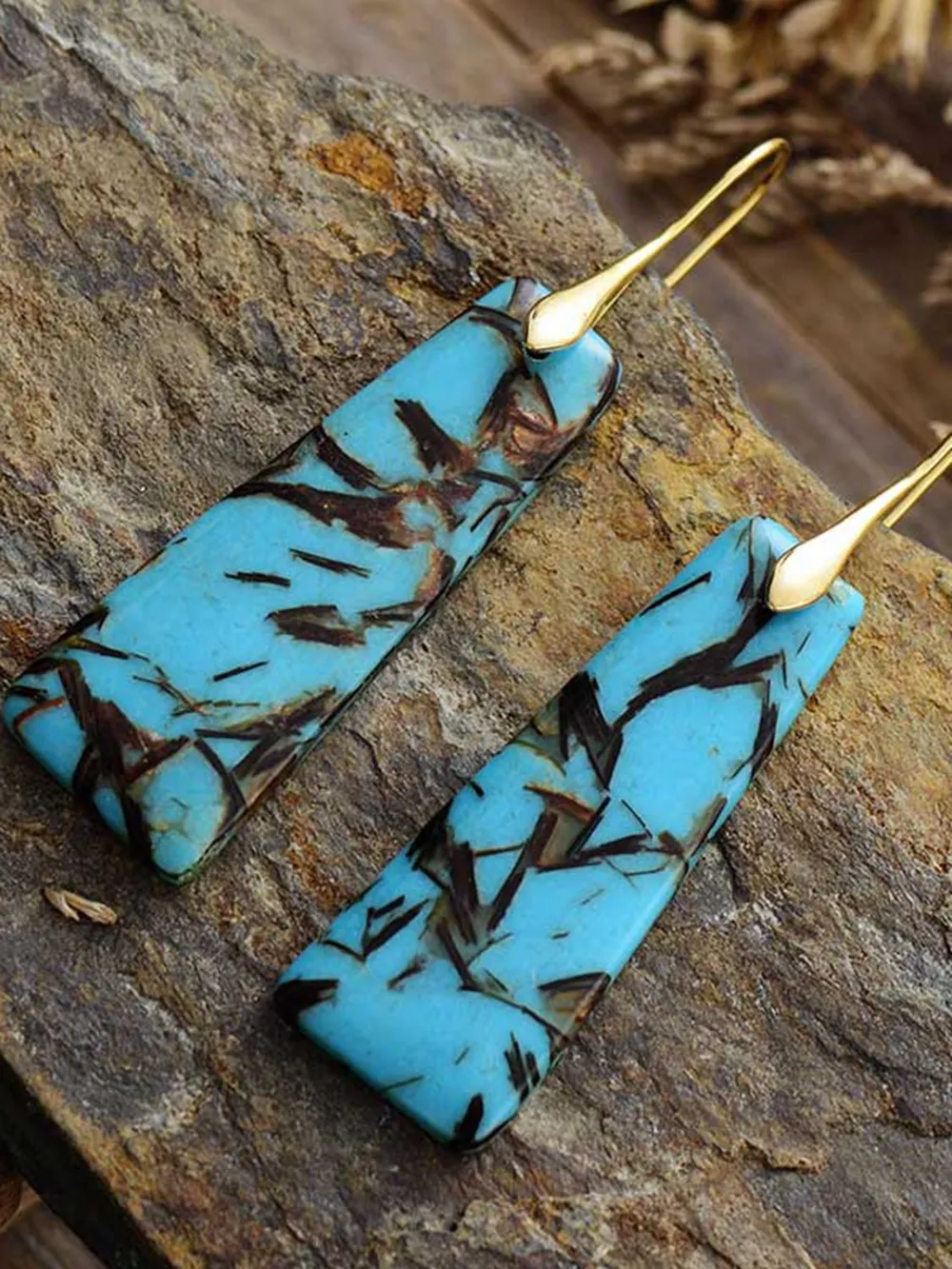 Geometrical Shape Imperial Jasper Dangle Earrings, image 4