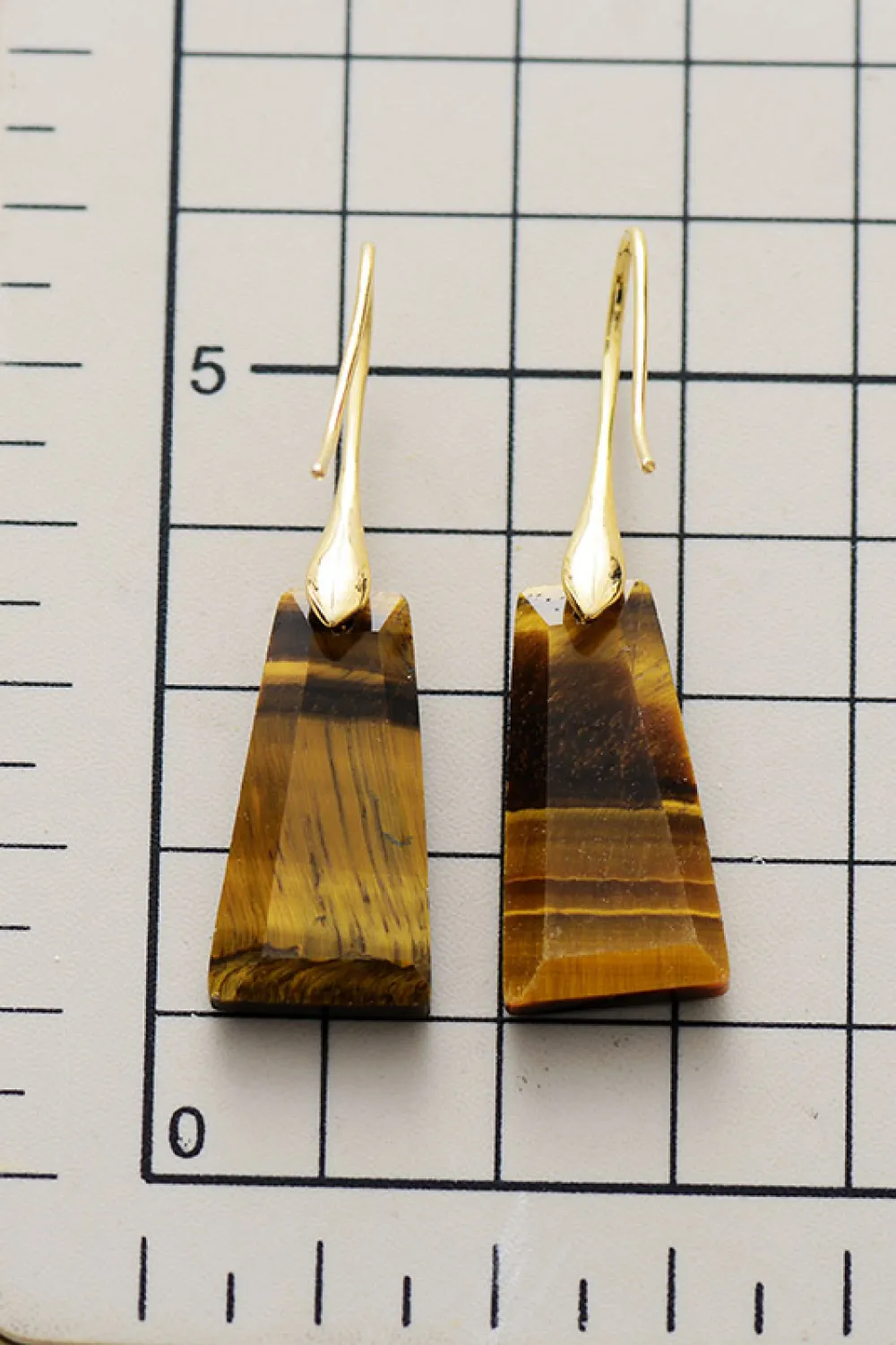 Handmade Geometrical Shape Natural Stone Dangle Earrings, image 8
