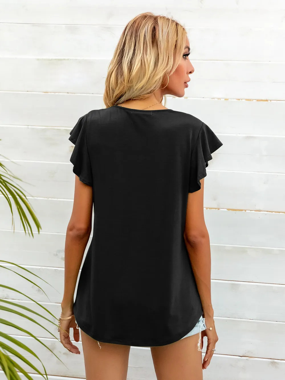 Round Neck Butterfly Sleeve Top, image 25