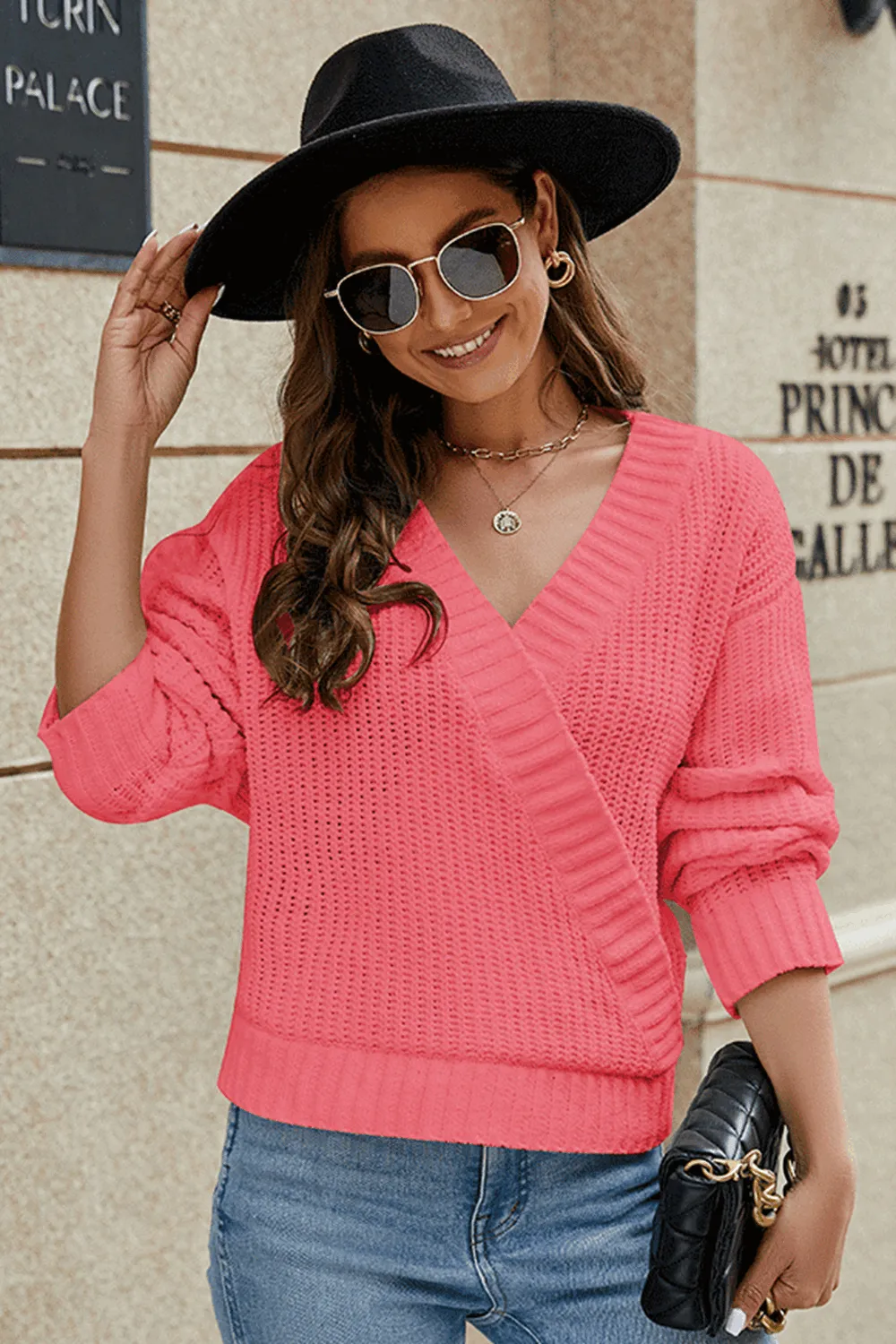 Surplice Neck Long Sleeve Sweater, image 11