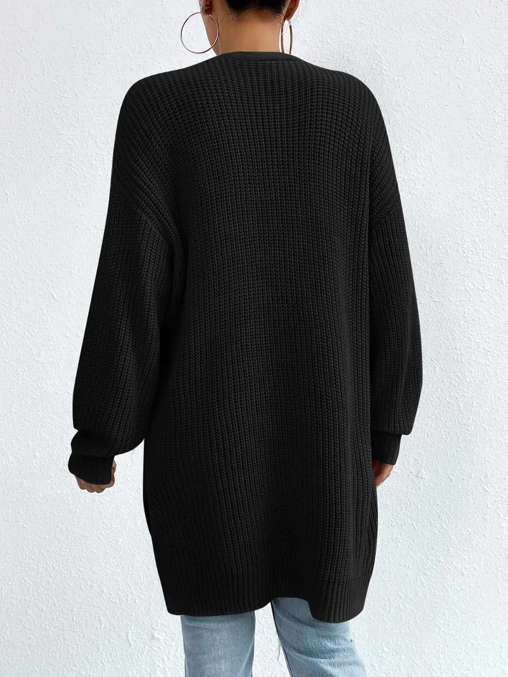 Open Front Dropped Shoulder Slit Cardigan, image 17