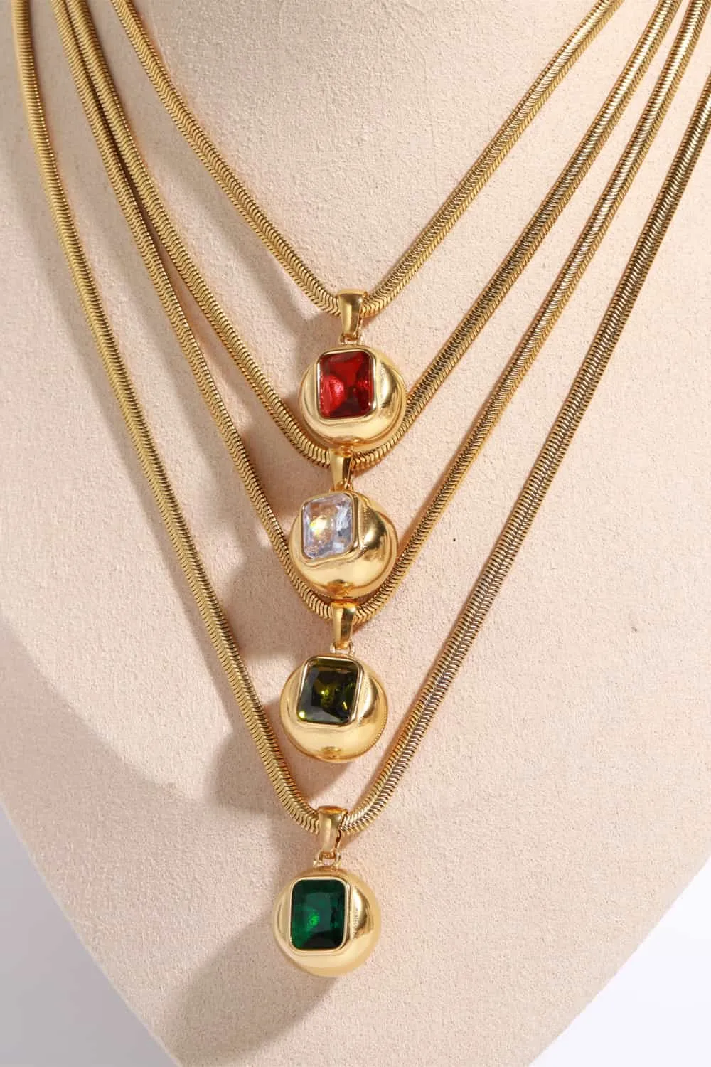Zircon 18K Gold-Plated Geometrical Shape Pendant Necklace, image 2
