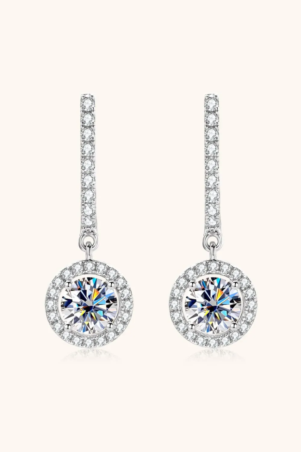 2 Carat Moissanite 925 Sterling Silver Drop Earrings, image 2