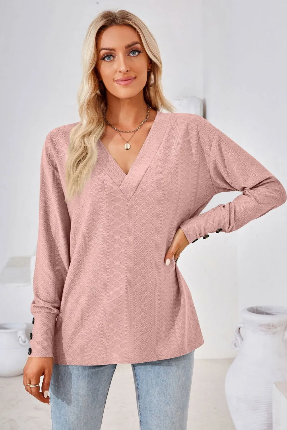 V-Neck Long Sleeve Blouse, image 9
