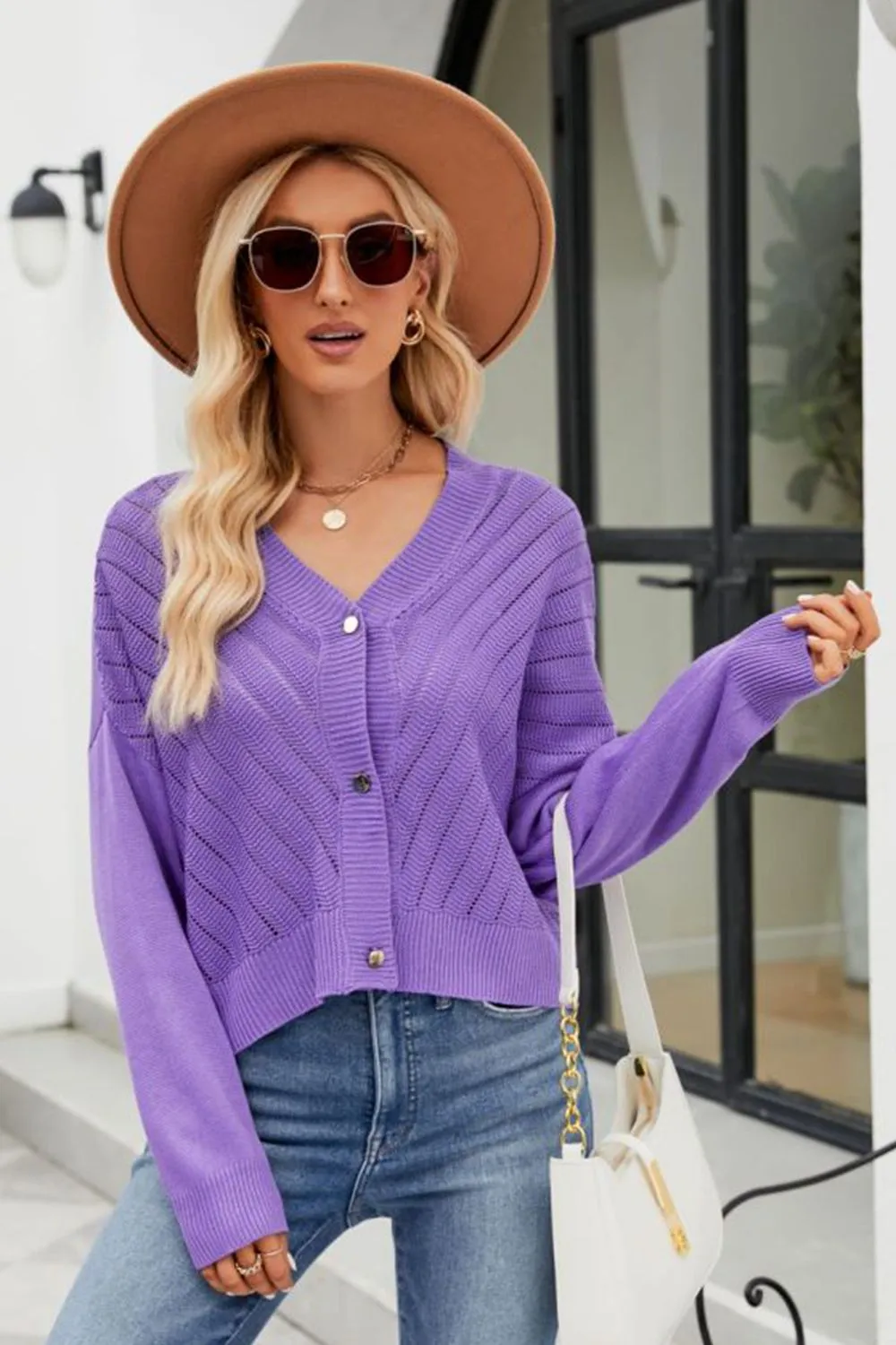 V-Neck Button Down Cardigan, image 3